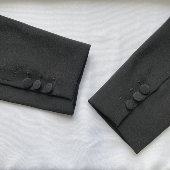 PINKO BLACK NOTCHED LAPEL SINGLE BREASTED ASYMMETRICAL BLAZER - 6 - Picture 8 of 10